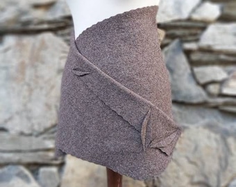 Cacheur in mottled brown, pure sheep's wool, hip flatterer, kidney warmer, wool skirt, clothing made of wool, wrap skirt, wool fabric, felt skirt