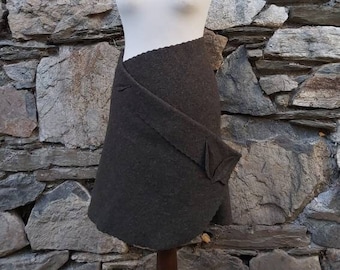 Wrap skirt made of pure virgin wool in dark green, wool skirt, walk skirt, skirt made of wool, wool skirt, clothing made of walk, felt skirt, size XS-XL