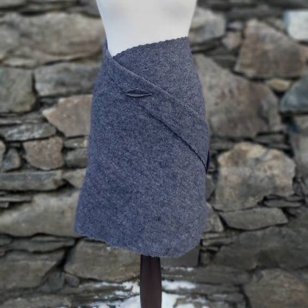 Wrap skirt made of pure new wool in medium gray, wool skirt, walk skirt, wool skirt, wool skirt, clothes made of walk, felt skirt, size. XS-XL