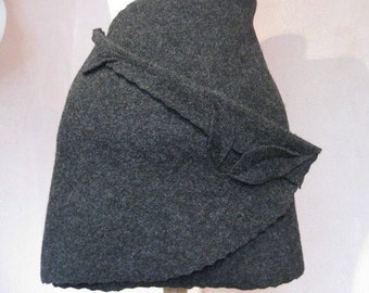 Cacheur in anthrazit aus reiner Schafwolle, Hüftschmeichler, Nierenwärmer, Stola, Wickelrock, Wollrock, Kleidung aus Walk, natürlich schön