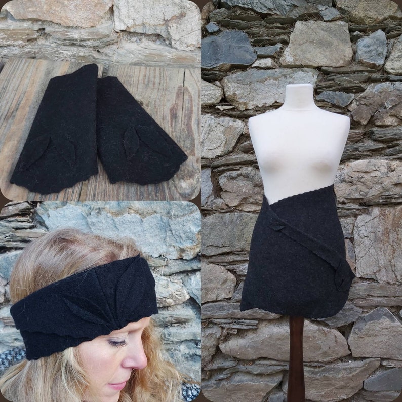 Cacheur in black made of pure sheep's wool, hip flatterer, kidney warmer, wool skirt, clothing made of wool, wrap skirt, wool fabric, felt skirt image 7