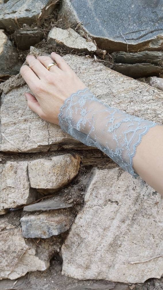 Lace Hand Warmers in Aqua, Arm Warmers, Wedding, Wrist