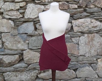 Cacheur in burgundy made of pure sheep's wool, hip flatterer, kidney warmer, wool skirt, clothing made of wool, wrap skirt, wool fabric, felt skirt