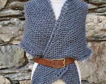 knitted triangular shawl made of alpaca and sheep wool, shoulder shawl, stole, scarf, medieval, wrap scarf, Outlander, Highlands, shawl