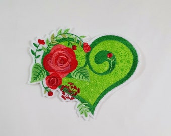 Heart applique with roses, applique