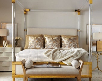 Acrylic Canopy Upholstered Bed Customizable