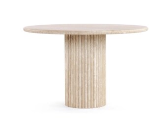 Round Pedestal Dining Table Travertine Stone