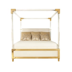 Acrylic Canopy Upholstered Bed