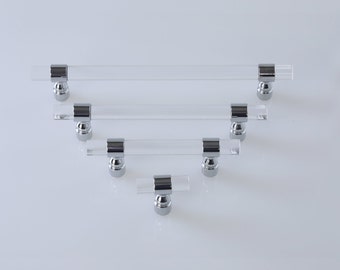 Lucite and Chrome Pull - Acrylic Chrome Cabinet Pull