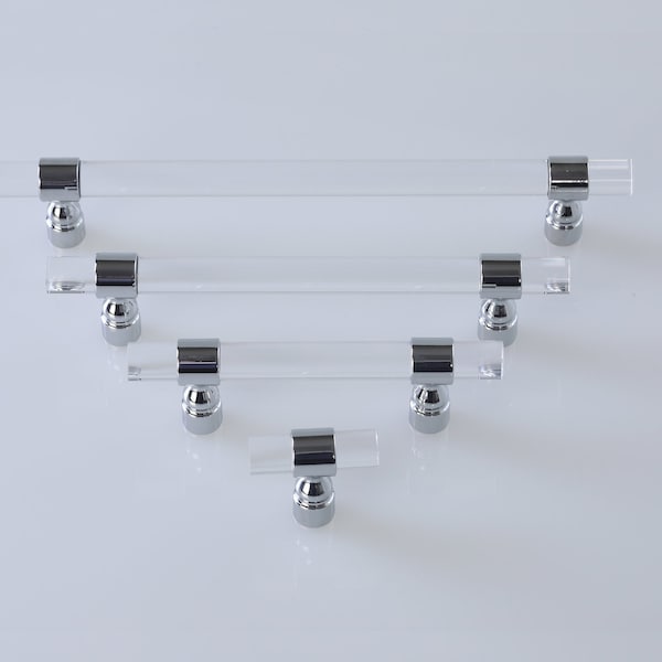 Lucite and Chrome Pull - Acrylic Chrome Cabinet Pull