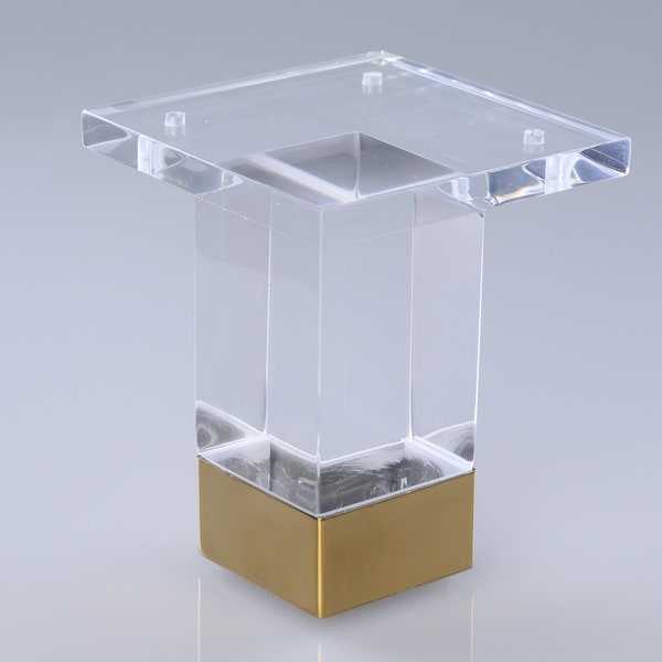 4" Square Acrylic Brass Chrome Leg