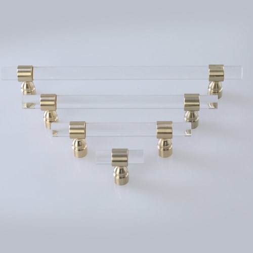 Lucite and Brass Pull Brass Acrylic Pulls Etsy