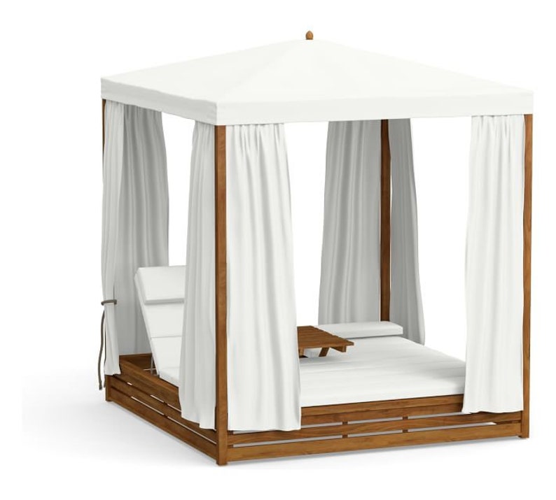 Teak Daybed Double Chaise Lounge With Canopy Etsy