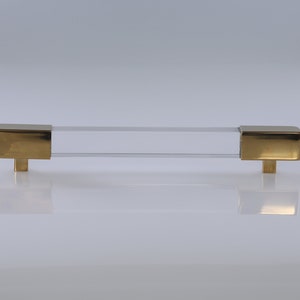 10'' Square Lucite and Brass / Chrome Bar Pull