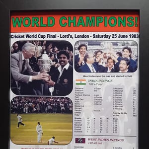 Indien 1983 ICC Cricket World Cup Sieger - Souvenir Print