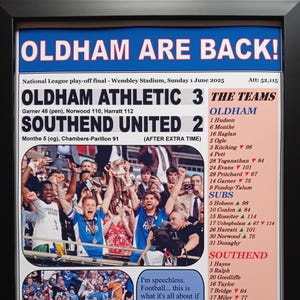 Impresión de recuerdo: Oldham Athletic 3 - Southend United 2 - Final del play-off de la Liga Nacional 2025