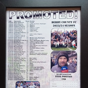 Tweede plaats Derby County League One 2024 - Derby gepromoveerd - souvenirprint