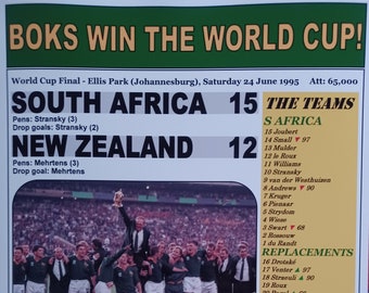 South Africa 15 New Zealand 12 - 1995 Rugby World Cup Final