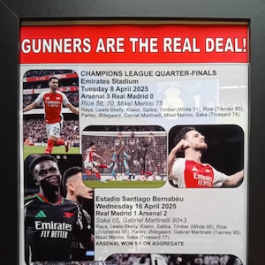 Arsenal beat Real Madrid 5-1 on aggregate - 2025 Champions League - souvenir print