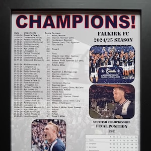 Campeões do Campeonato Escocês de Falkirk | 2024-2025 | Promovido à Premier League em 2025 | Cartaz de presente de lembrança