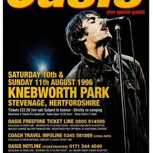 Oasis Knebworth 1996 Poster - Etsy