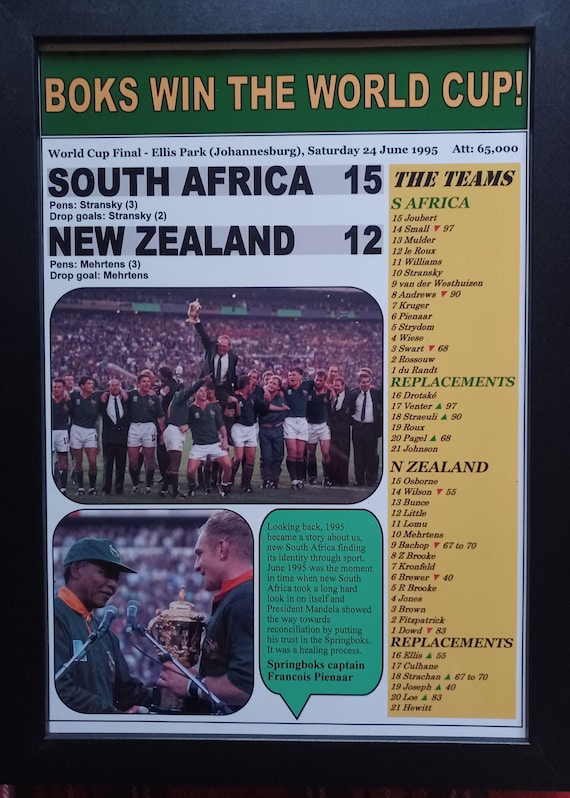 South Africa 15 New Zealand 12 - 1995 Rugby World Cup Final