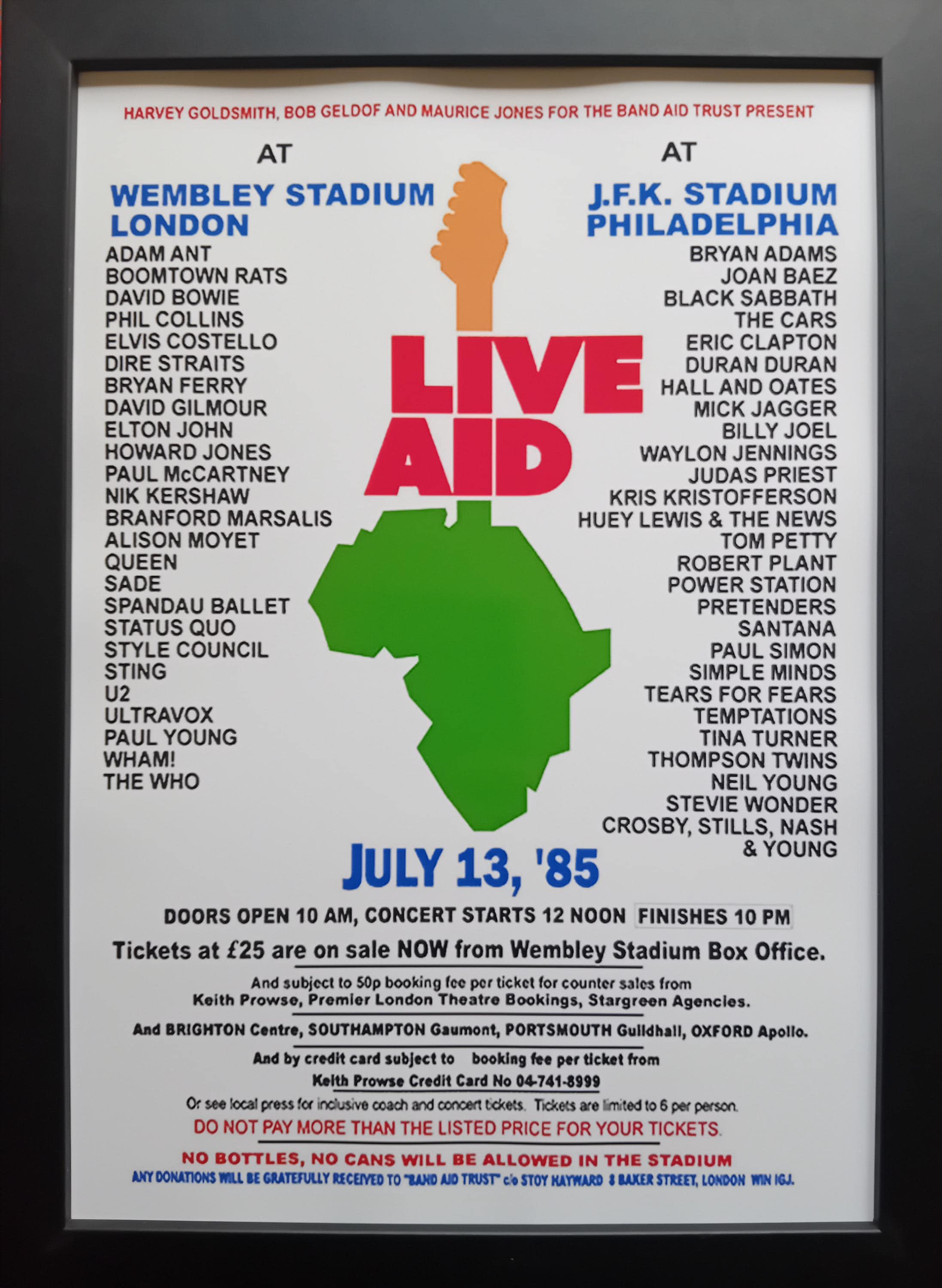 Live Aid 1985 Wembley Stadium & Philadelphia - souvenir print