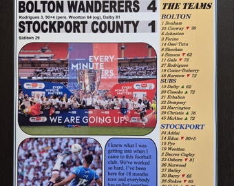 Bolton Wanderers 4 Stockport County 1 - Finale dei play-off di League One 2026 - Promozione del Bolton - Stampa ricordo