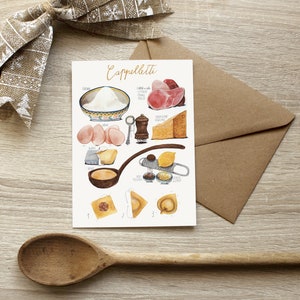 Illustrated Christmas Post Card "Cappelletti" ingredients