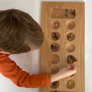 Wooden Mancala Game Board - Counting Game - Family Game - Coffee Table Game - Handmade Game -