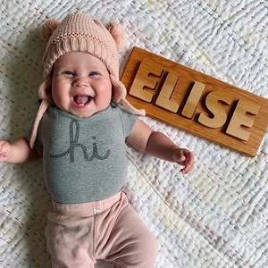 Personalized Name Puzzle w/ Keepsake Bag and Stand, Custom Baby Shower Gift - natural maple and cherry hardwood