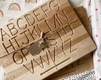 Wooden Alphabet Tracing Board: Montessori Handwriting Practice