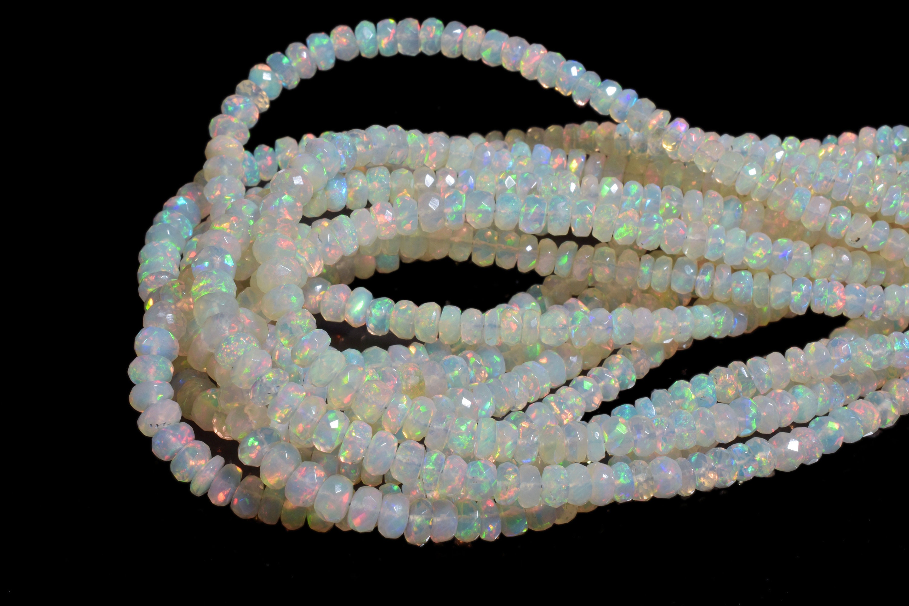 3-5 MM Natural Ethiopian Welo Fire Opal Rondelle Beads 3" 1 Strand Opal beads 