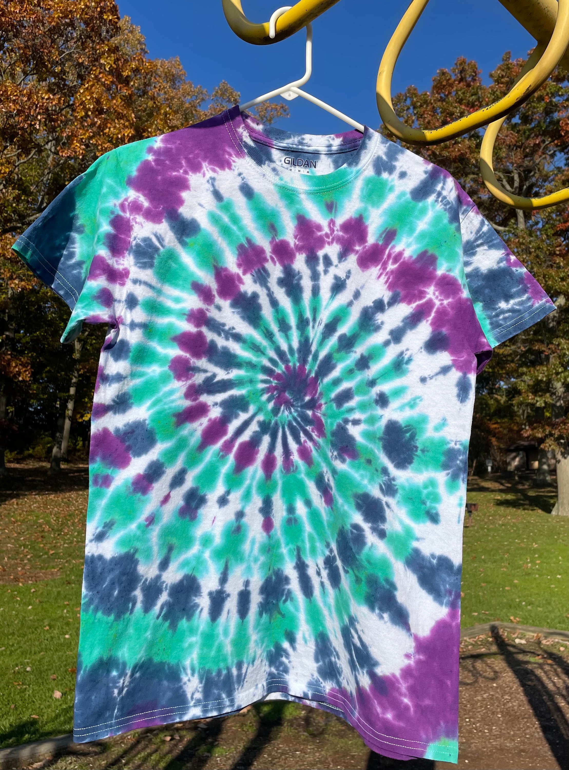 Medium Purple, Blue and Green Spiral Tie Dye T-shirt - Etsy