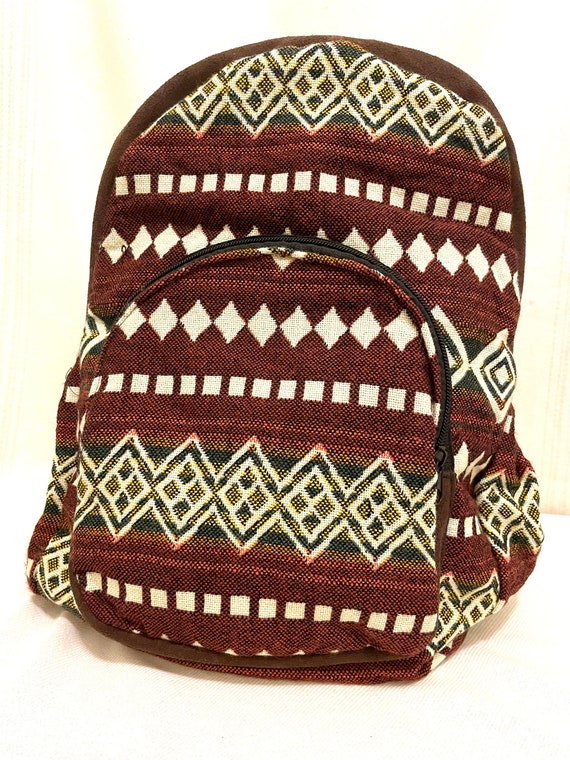 Brown Geometric Tribal Backpack Size Large - Etsy display picture 3