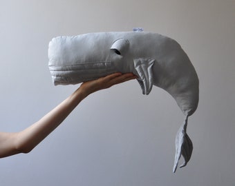 Whale, toy, decor, pillow, stuffed mascot made of cotton, colour: grey