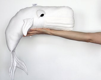 Whale, toy, decor, pillow, stuffed mascot made of cotton, colour: white