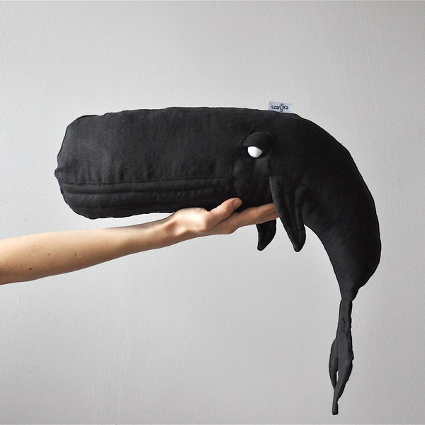 Baleine, jouet, décoration, oreiller, mascotte en peluche en coton, couleur : noir