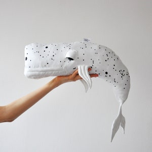 Whale, toy, decor, pillow, stuffed mascot made of cotton, colour: white