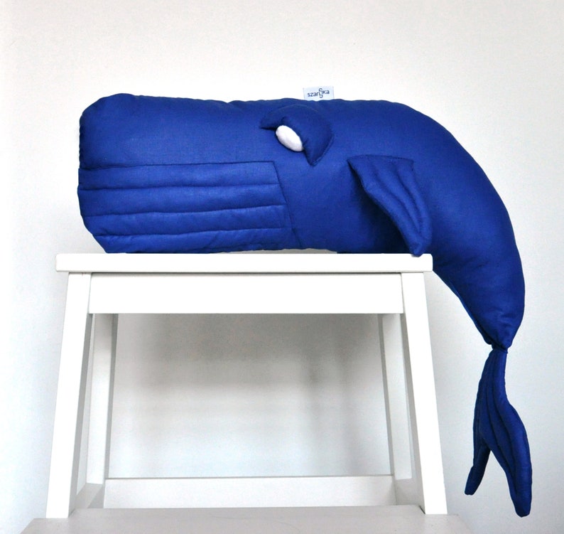 Whale, toy, decor, pillow, stuffed mascot made of cotton, colour: dark blue image 2