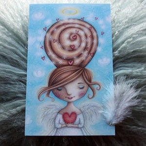 Love © Anthea Whirtday 2017. Eine aus vier Engel-Karten, leere Innenseite, enthält eine weiße Feder.