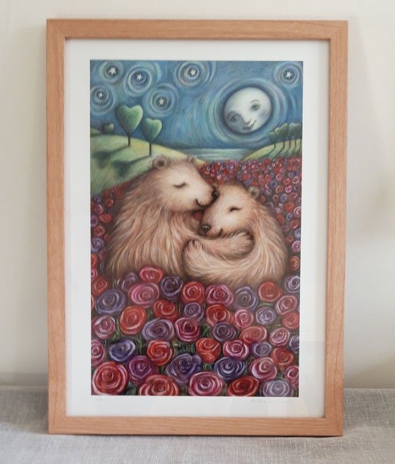 Lovers © Anthea Whitworth 2019.   A3 Giclee Print,  unframed, 297 mm x 420 mm, from original coloured pencil drawing.