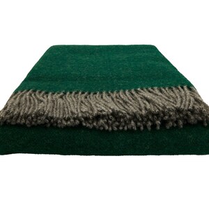 Blanket Fair Deluxe pure wool | 100% wool with fringed borders (New Zealand wool, dark green/gray)