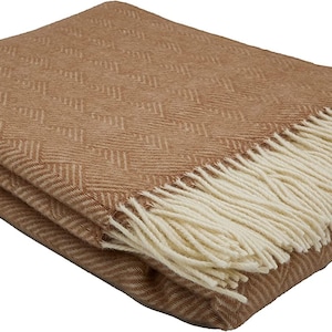 Coperta di lana Fair De Luxe 100% lana | coperta calda/plaid versatile | marrone