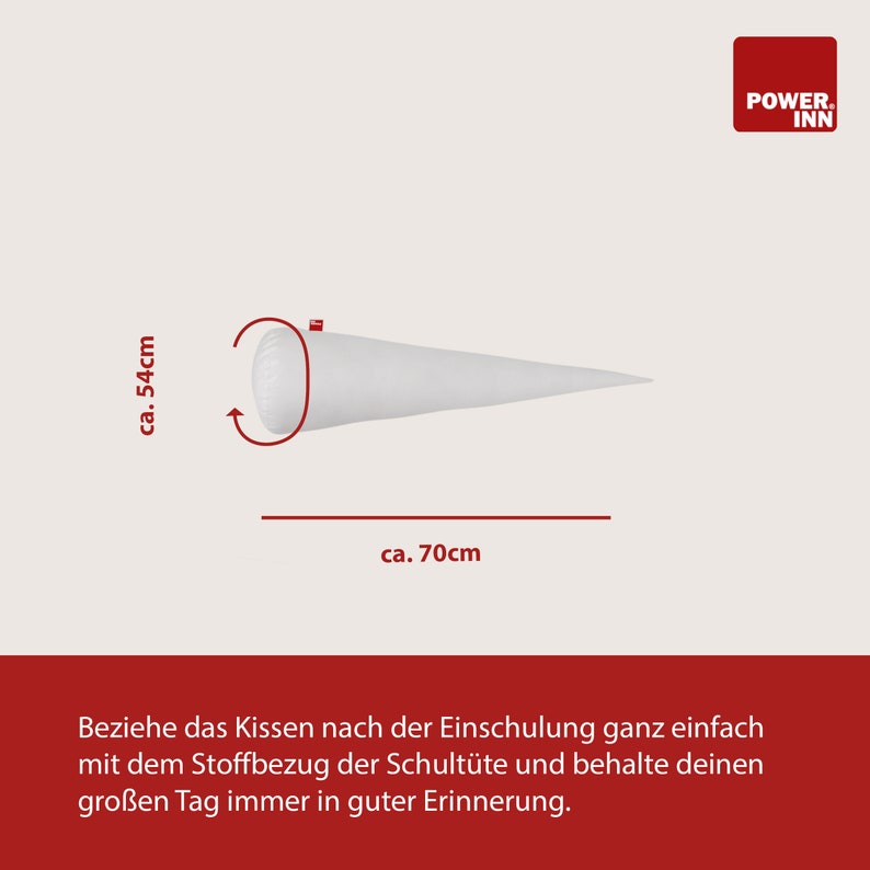 POWER INN Schultütenkissen ca. 70cm Zuckertüte Innenkissen zur Einschulung Füllkissen für die Schultüte Stoff 100% Baumwolle Allergi Bild 4