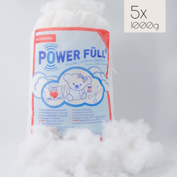 Power Füll Füllwatte 5kg 5x 1KG 5KG Ökotex antiallergisch waschbar 95°C hochflauschig Kissenfüllung Bastelwatte Füllmaterial Stopfmaterial