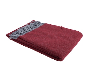 Blanket Fair Deluxe pure wool | 100% wool with fringed borders (chilli pepper, New Zealand wool)