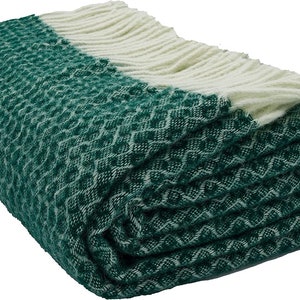 Blanket Fair Deluxe pure wool | 100% wool with fringes (evergreen)