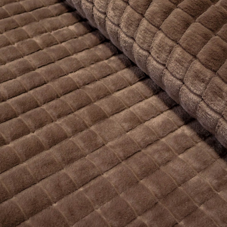 Fausse fourrure carrés marron 100% polyester tissu plafond, tissu manteau, tissu déco image 1