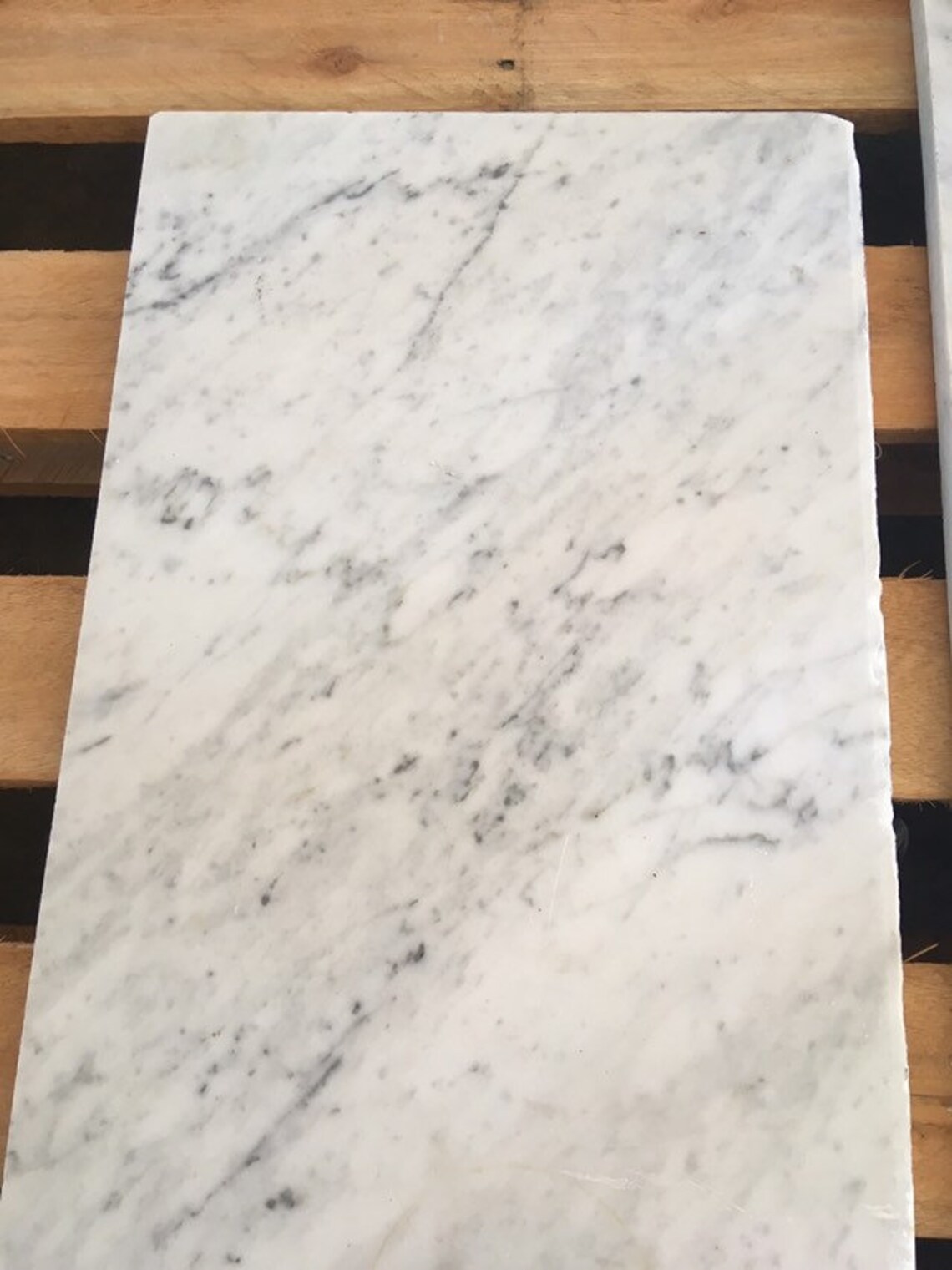 Large white marble cutting board with light gray veining. Etsy